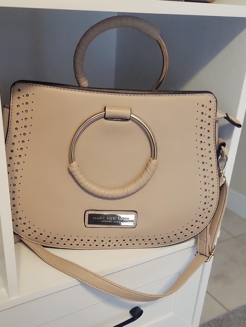 Marc New York Beige Top-Handle Satchel with Wrapped Ring Accents